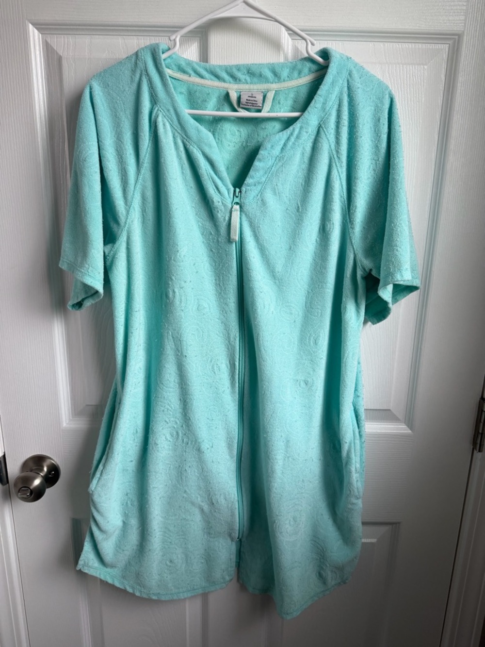 croft & barrow Aqua Zip-Front Short-Sleeve House coat